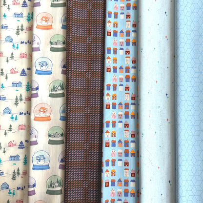 Winterful Village Fabric Bundle, Frost & Fir by Sewcial Bee Collective, 6-Pc Christmas Fat Quarter or Half Yard Bundle, Art Gallery Fabrics