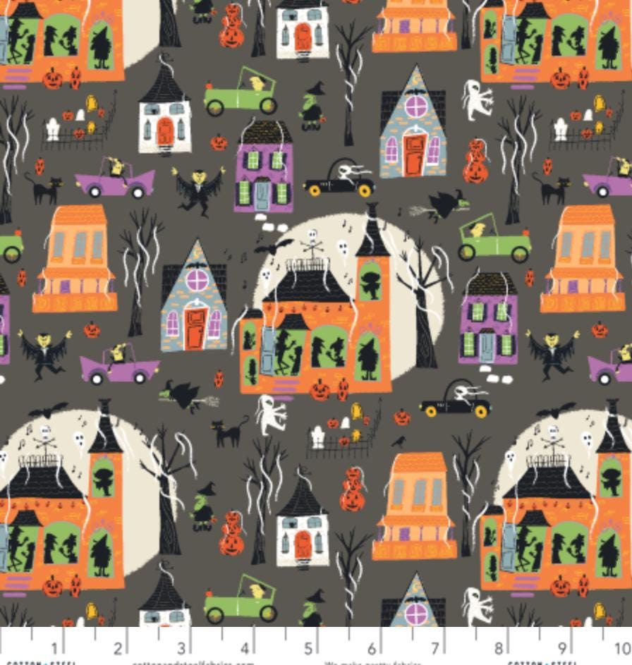 Monster Block Party Fabric by Meadow Street for Cotton + Steel | Block Party Live Laugh Scare MA100-LL3 | Halloween Cotton