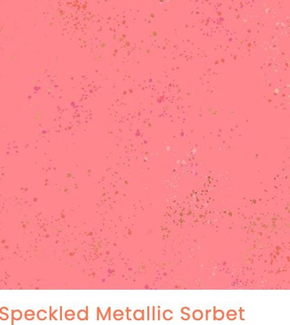 Sunset Confetti Speckled Fabric Bundle by Ruby Star Society – 6 Pieces, Fat Quarter or Half Yard, Metallic Quilting Cotton