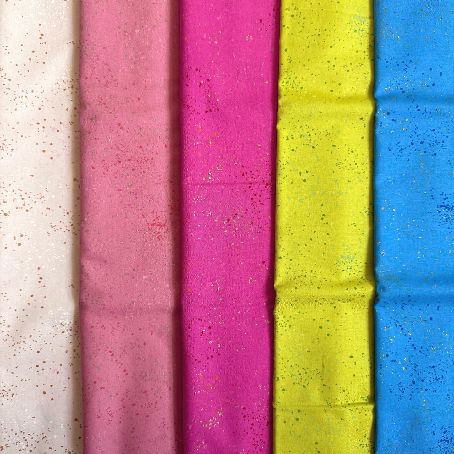 Candy Pop Speckled Fabric Bundle by Ruby Star Society, 5 Piece Fat Quarter or Half Yard Bundle, Bright Pink Blue Citron Quilting Cotton