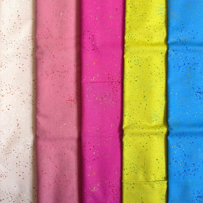 Candy Pop Speckled Fabric Bundle by Ruby Star Society, 5 Piece Fat Quarter or Half Yard Bundle, Bright Pink Blue Citron Quilting Cotton