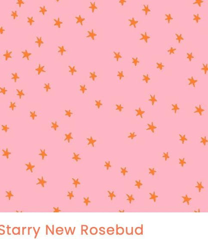 Sunset Sherbet Ruby Star Society Fabric Bundle, 6 Piece Starry & Speckled, Pink Peach Orange Yellow, Fat Quarter or Half Yard
