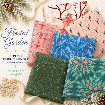 Frosted Garden Fabric Bundle, Frost & Fir, 6 Piece Floral Fat Quarter or Half Yard Set, Sewcial Bee Collective, Art Gallery Fabrics