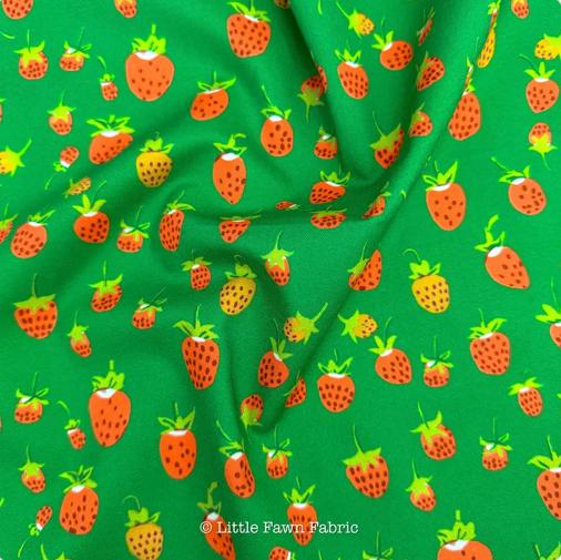 Strawberry Picnic Fabric Bundle | Heather Ross | 6 Piece Fruit Quilt Fabric | Fat Quarter or Half Yard Bundle