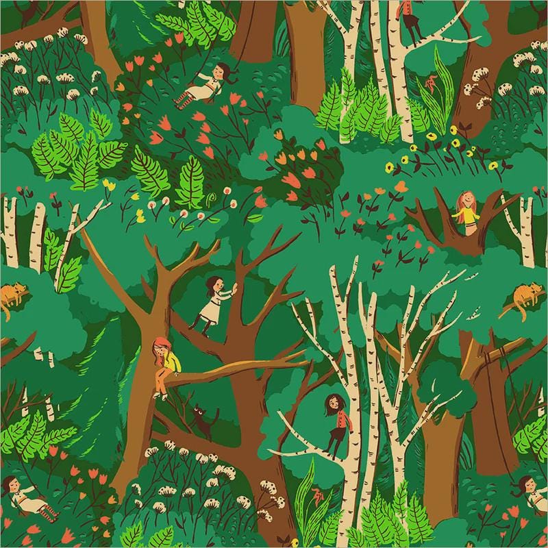 Heather Ross Storybook Forest Fabric Bundle | 6 Piece Woodland Quilt Fabric | Fat Quarter or Half Yard | Windham Fabrics
