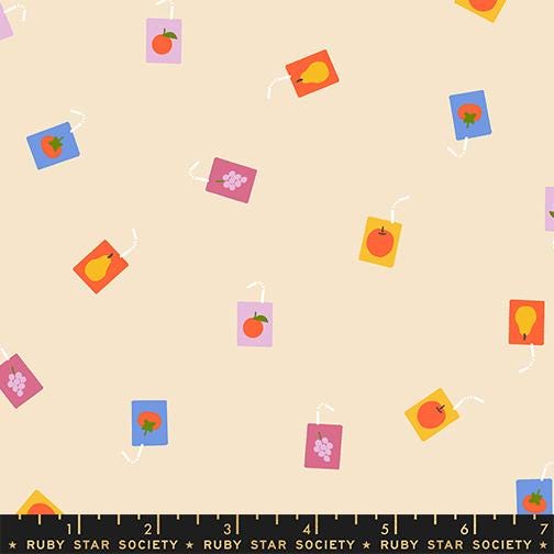 Peach Soda Picnic Fabric Bundle, 6 Piece Fat Quarter or Half Yard Set, Cinnamon Toast and Persimmon, Retro Fruit Cotton