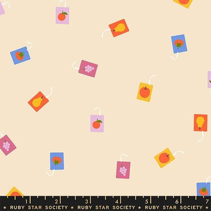 Peach Soda Picnic Fabric Bundle, 6 Piece Fat Quarter or Half Yard Set, Cinnamon Toast and Persimmon, Retro Fruit Cotton