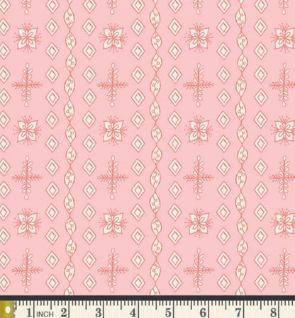 Sugarplum Lace Fabric | Frost & Fir by Sewcial Bee Collective | Blush Pink Geometric Cotton | Art Gallery Fabrics SBC-FF-3121