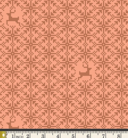 Cozy Stitches Fabric | Frost & Fir by Sewcial Bee Collective | Peach Fair Isle Winter Cotton | Art Gallery Fabrics SBC-FF-3151