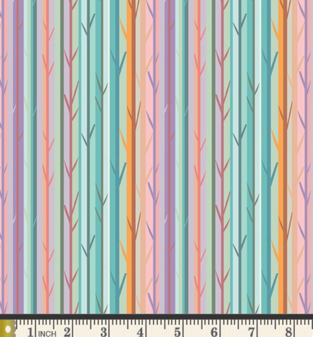 Into the Forest Fabric | Frost & Fir by Sewcial Bee Collective | Pastel Tree Stripe Cotton | Art Gallery Fabrics SBC-FF-3152
