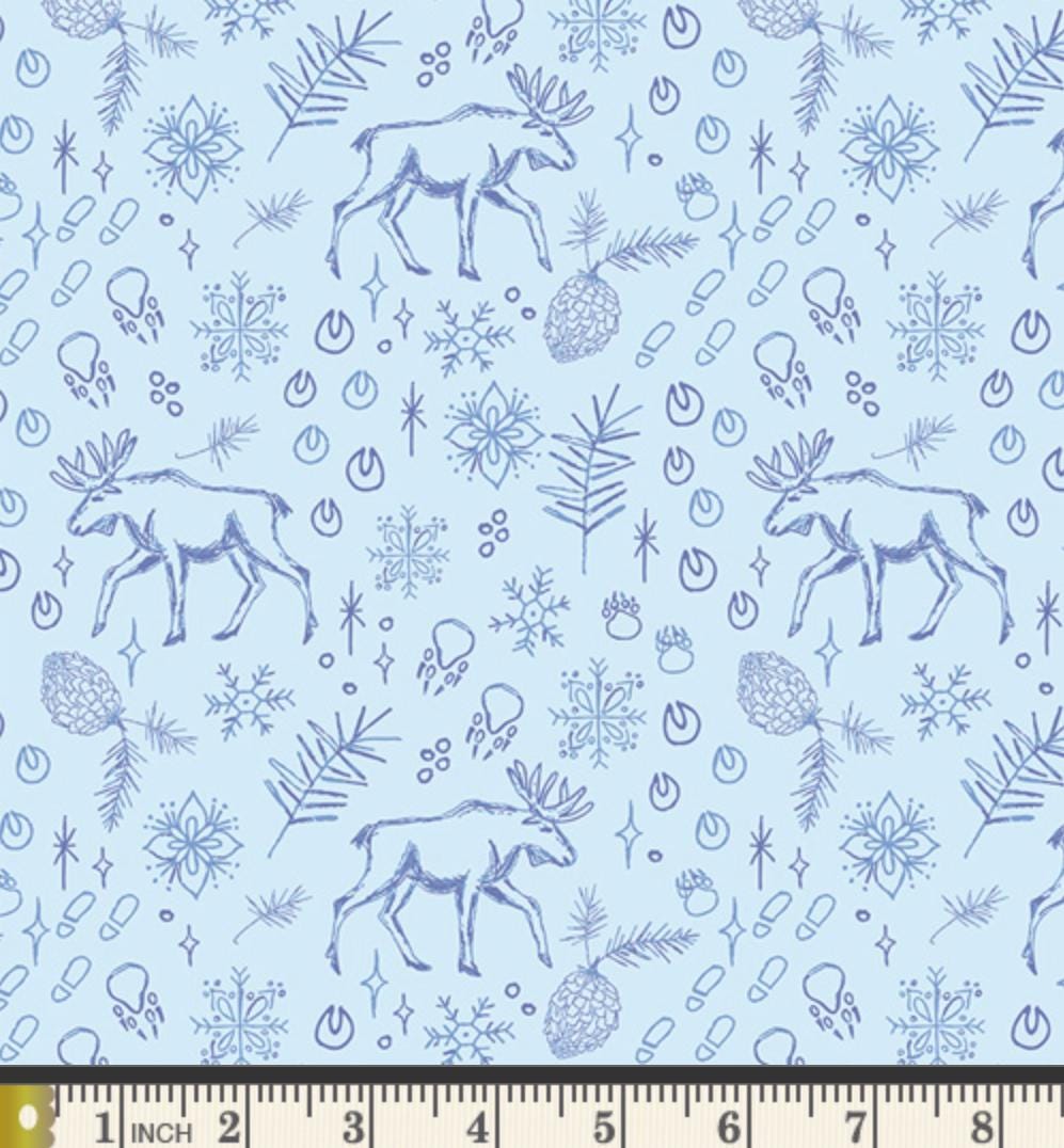 Snow Day Adventures Fabric Bundle, Frost & Fir, 7 Piece Winter Fat Quarter or Half Yard Bundle, Art Gallery Fabrics