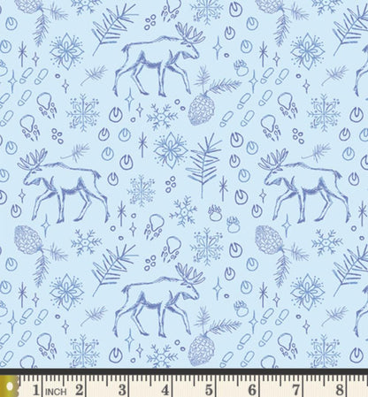 Snow Day Adventures Fabric Bundle, Frost & Fir, 7 Piece Winter Fat Quarter or Half Yard Bundle, Art Gallery Fabrics