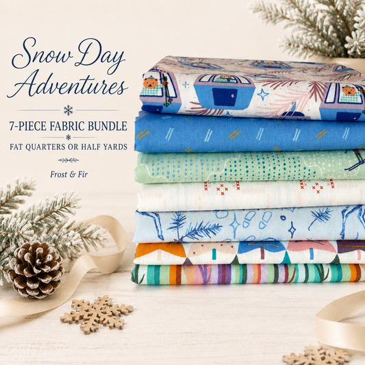 Snow Day Adventures Fabric Bundle, Frost & Fir, 7 Piece Winter Fat Quarter or Half Yard Bundle, Art Gallery Fabrics