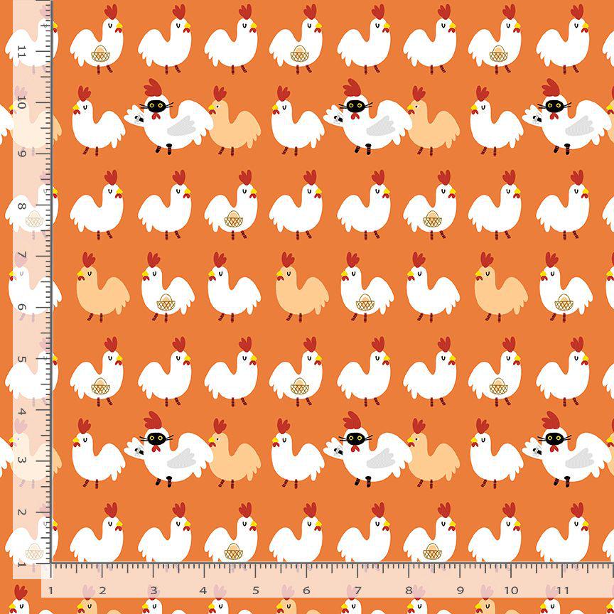Bok Bok Meow Fabric Bundle by Leezaworks for Dear Stella | 9 Piece Cat Chicken Farm Quilting Cotton Bundle
