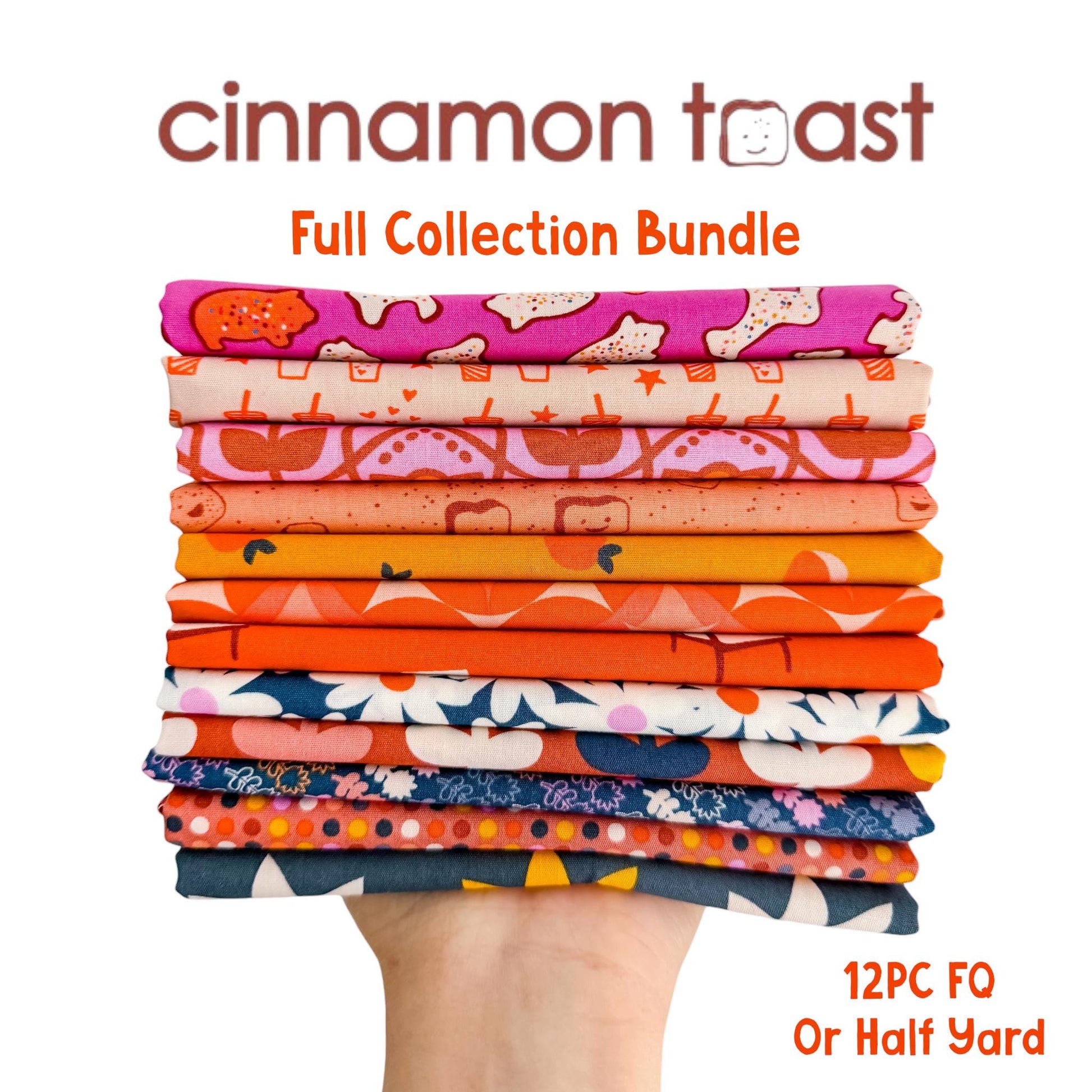 Cinnamon Toast Fabric Bundle by Dana Willard, 12 Piece Fat Quarter or Half Yard Set, Art Gallery Fabrics Retro Cotton
