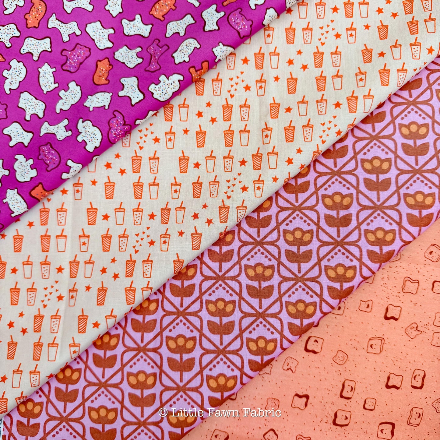 Cinnamon Toast Fabric Bundle by Dana Willard, 12 Piece Fat Quarter or Half Yard Set, Art Gallery Fabrics Retro Cotton