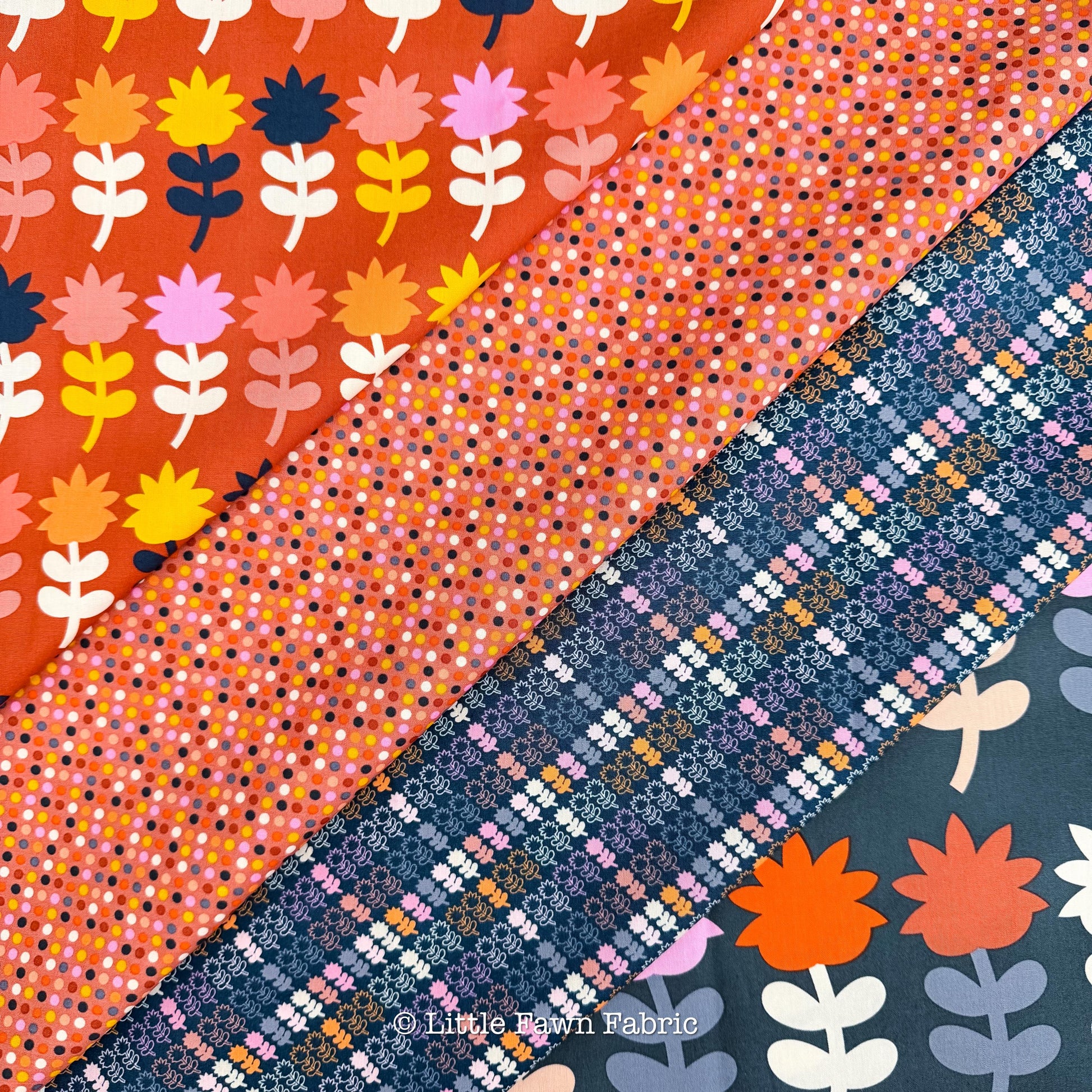 Cinnamon Toast Fabric Bundle by Dana Willard, 12 Piece Fat Quarter or Half Yard Set, Art Gallery Fabrics Retro Cotton