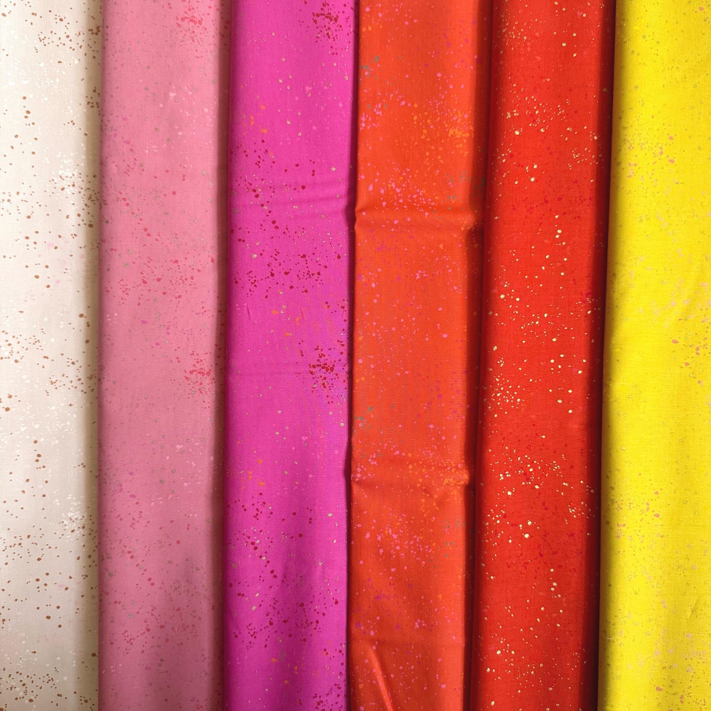 Sunset Confetti Speckled Fabric Bundle by Ruby Star Society – 6 Pieces, Fat Quarter or Half Yard, Metallic Quilting Cotton