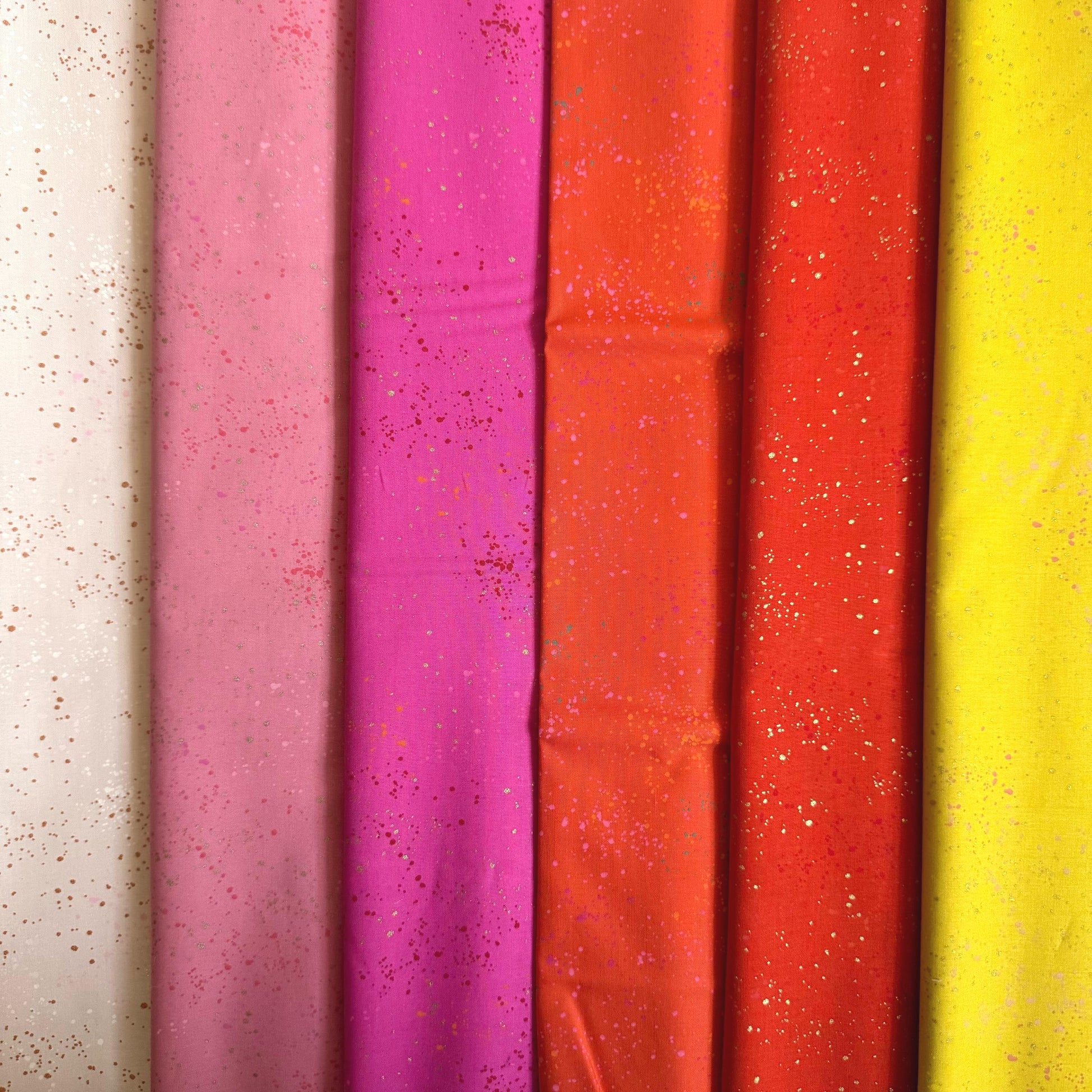 Sunset Confetti Speckled Fabric Bundle by Ruby Star Society – 6 Pieces, Fat Quarter or Half Yard, Metallic Quilting Cotton