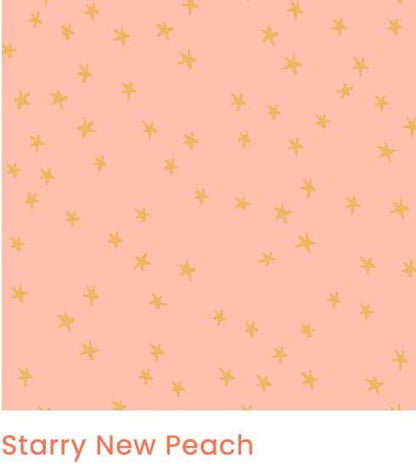 Sunset Sherbet Ruby Star Society Fabric Bundle, 6 Piece Starry & Speckled, Pink Peach Orange Yellow, Fat Quarter or Half Yard