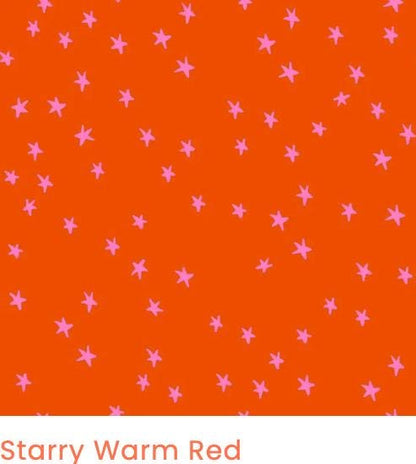 Sunset Sherbet Ruby Star Society Fabric Bundle, 6 Piece Starry & Speckled, Pink Peach Orange Yellow, Fat Quarter or Half Yard