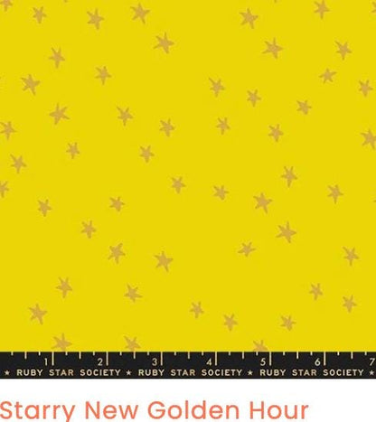 Sunset Sherbet Ruby Star Society Fabric Bundle, 6 Piece Starry & Speckled, Pink Peach Orange Yellow, Fat Quarter or Half Yard