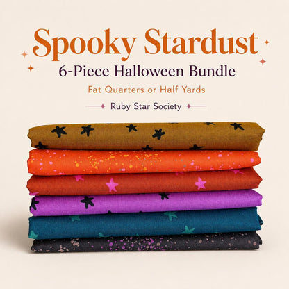 Spooky Stardust Halloween Fabric Bundle, 6 Piece Ruby Star Society Starry & Speckled, Orange Purple Teal, Fat Quarter or Half Yard