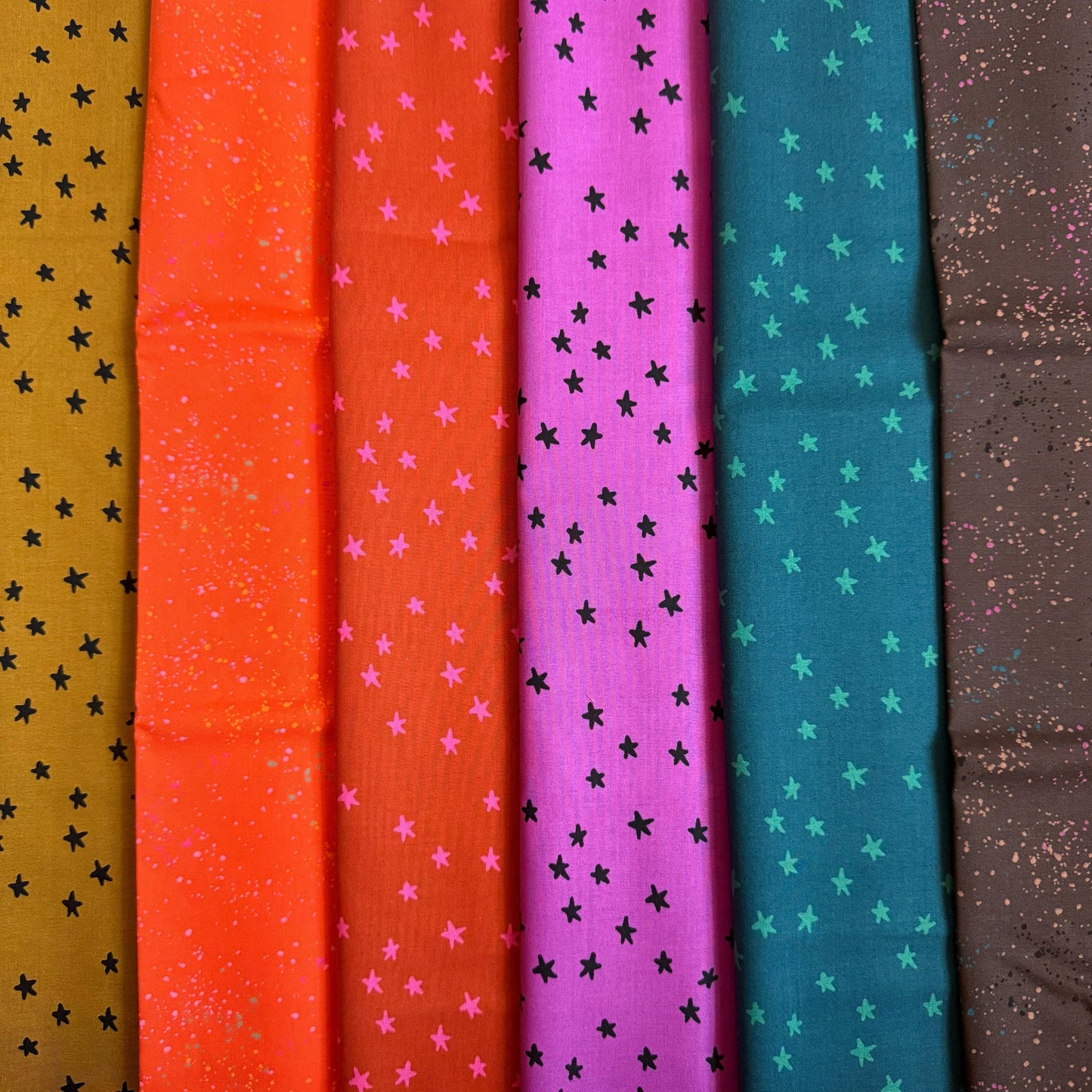 Spooky Stardust Halloween Fabric Bundle, 6 Piece Ruby Star Society Starry & Speckled, Orange Purple Teal, Fat Quarter or Half Yard