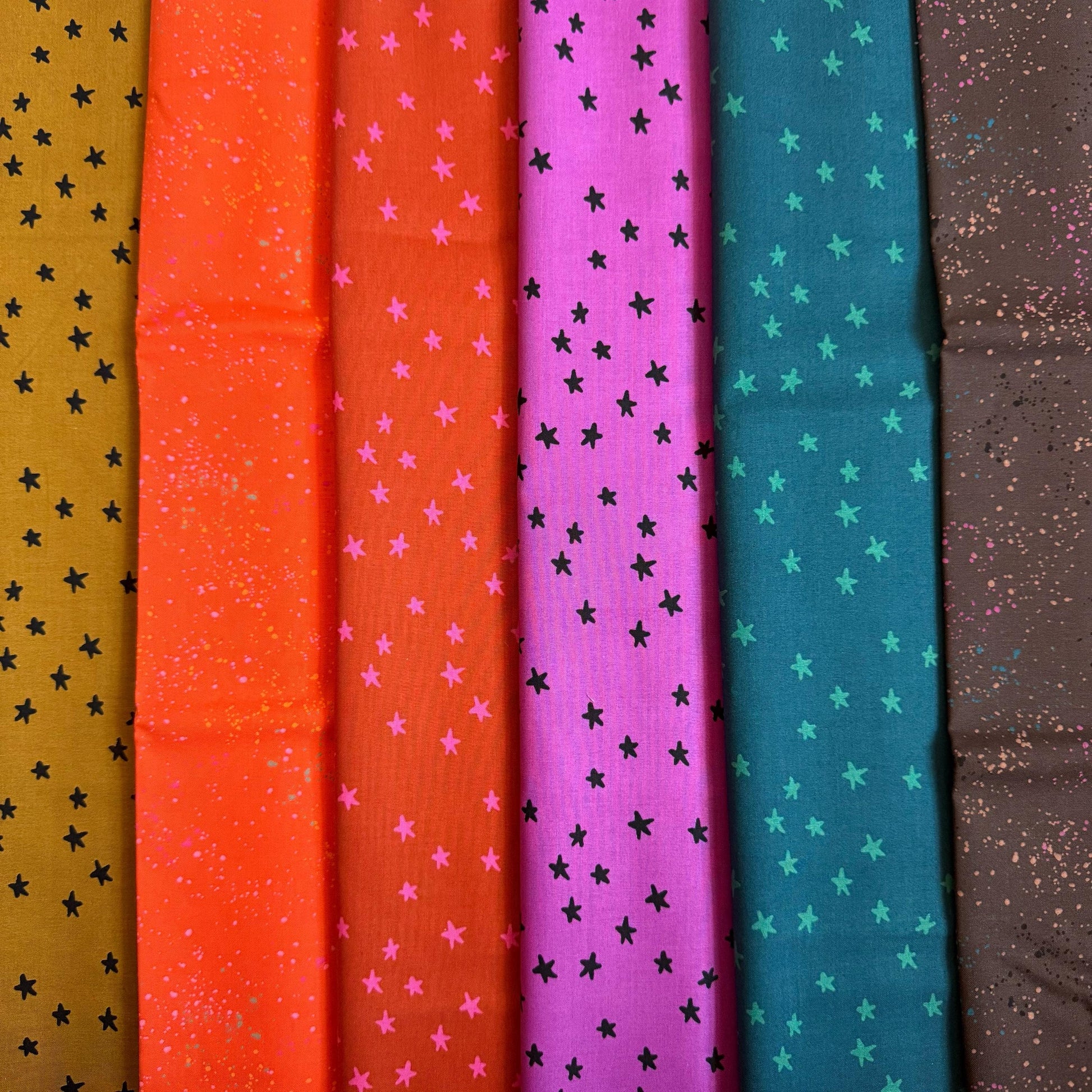 Spooky Stardust Halloween Fabric Bundle, 6 Piece Ruby Star Society Starry & Speckled, Orange Purple Teal, Fat Quarter or Half Yard