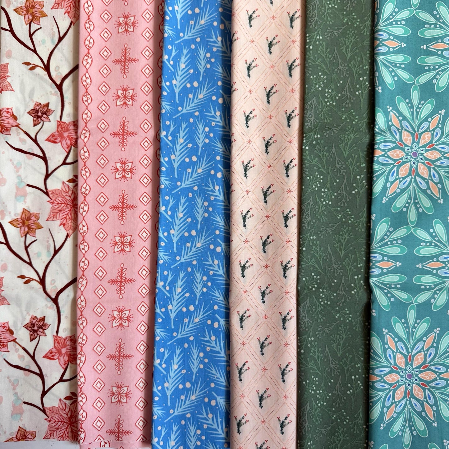 Frosted Garden Fabric Bundle, Frost & Fir, 6 Piece Floral Fat Quarter or Half Yard Set, Sewcial Bee Collective, Art Gallery Fabrics