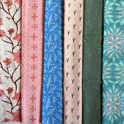 Frosted Garden Fabric Bundle, Frost & Fir, 6 Piece Floral Fat Quarter or Half Yard Set, Sewcial Bee Collective, Art Gallery Fabrics