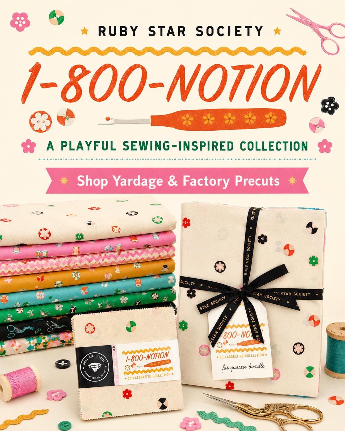 1-800-NOTION Spools Cloudless Fabric by Ruby Star Society | RS5212 14 | Aqua Sewing Thread Novelty Quilting Cotton