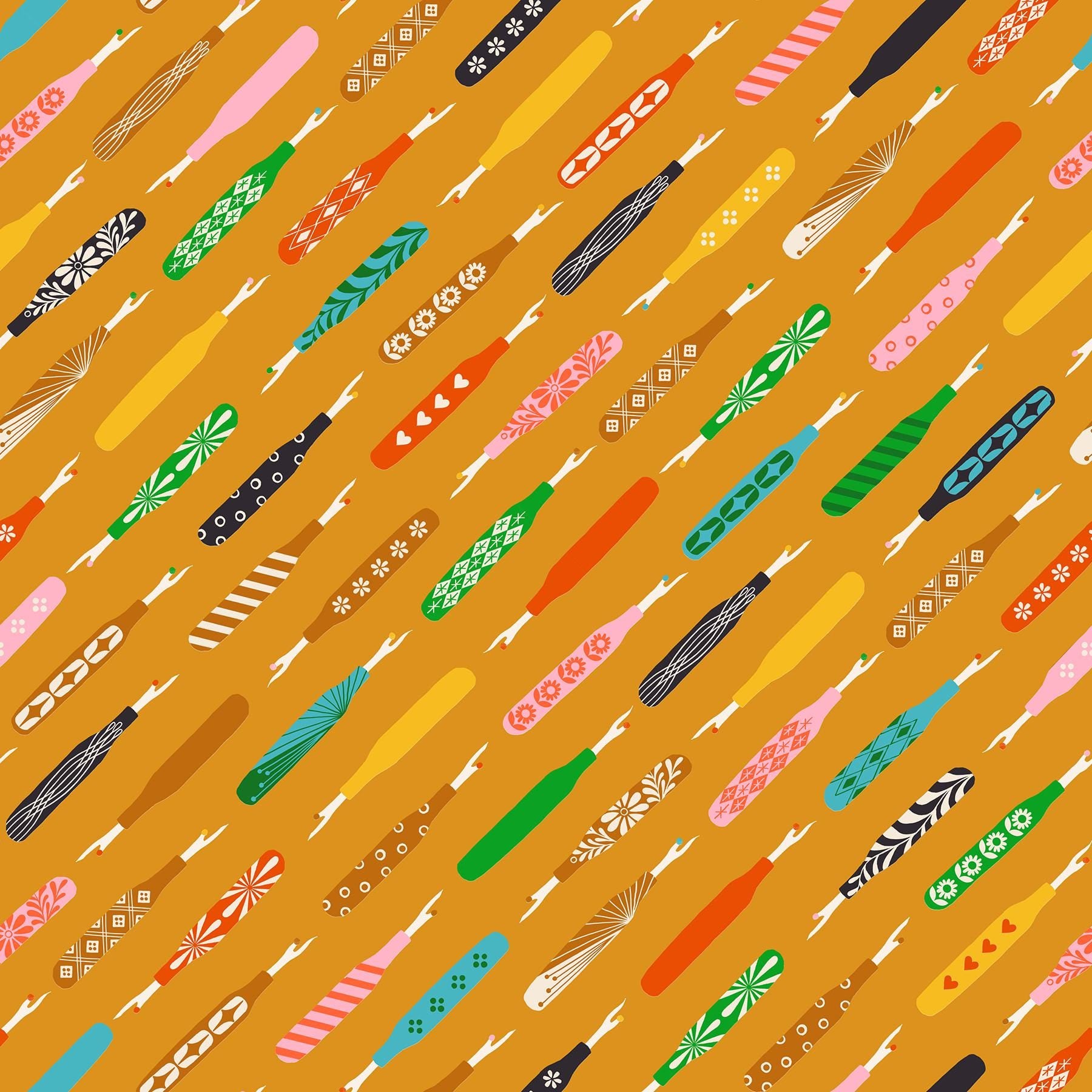1-800-NOTION Seam Rippers Honey Fabric by Ruby Star Society | RS5210 14 | Sewing Notions Novelty Quilting Cotton
