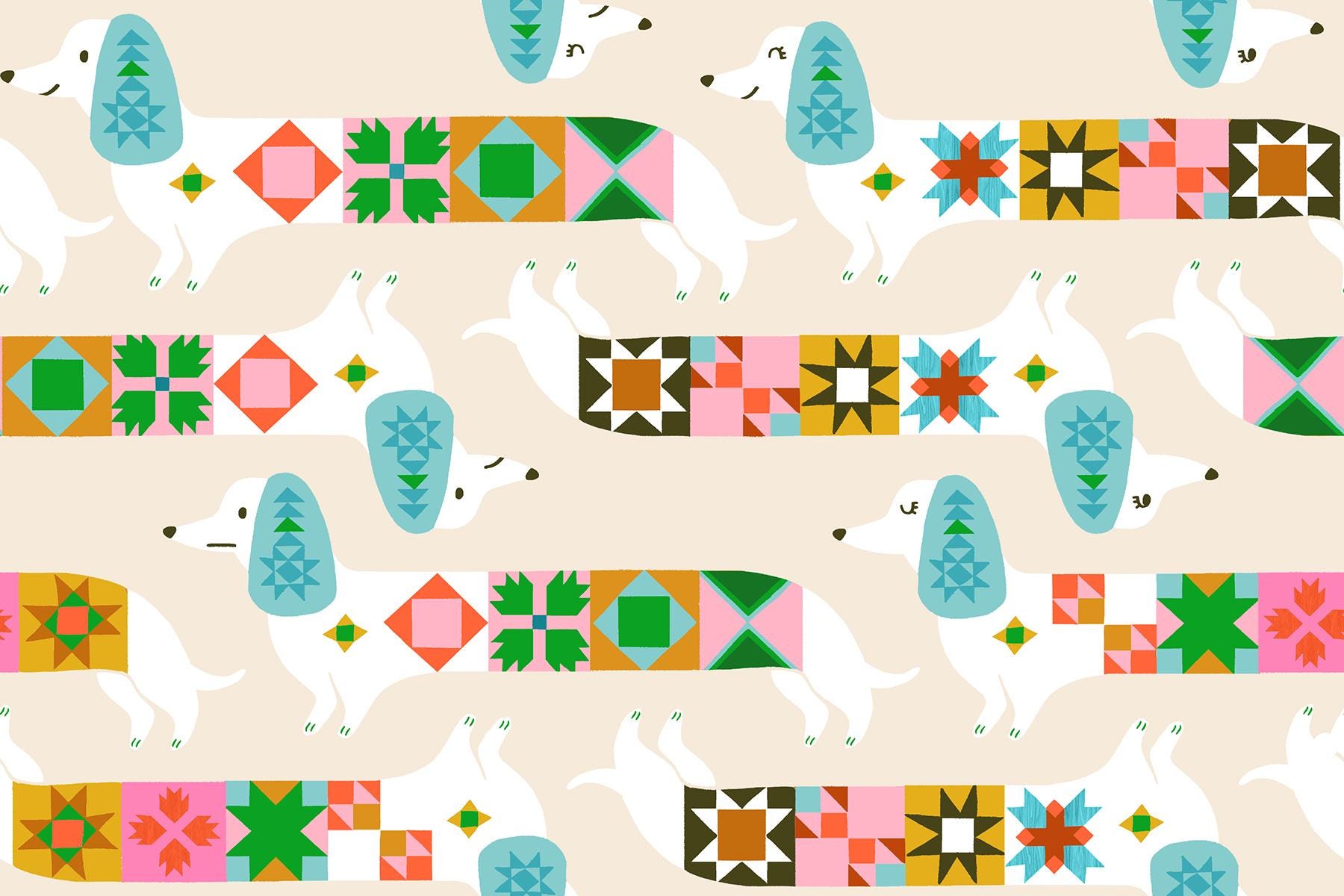 1-800-NOTION Quilty Dog Shell Fabric by Ruby Star Society | RS5213 11 | Dachshund Dog Novelty Quilting Cotton