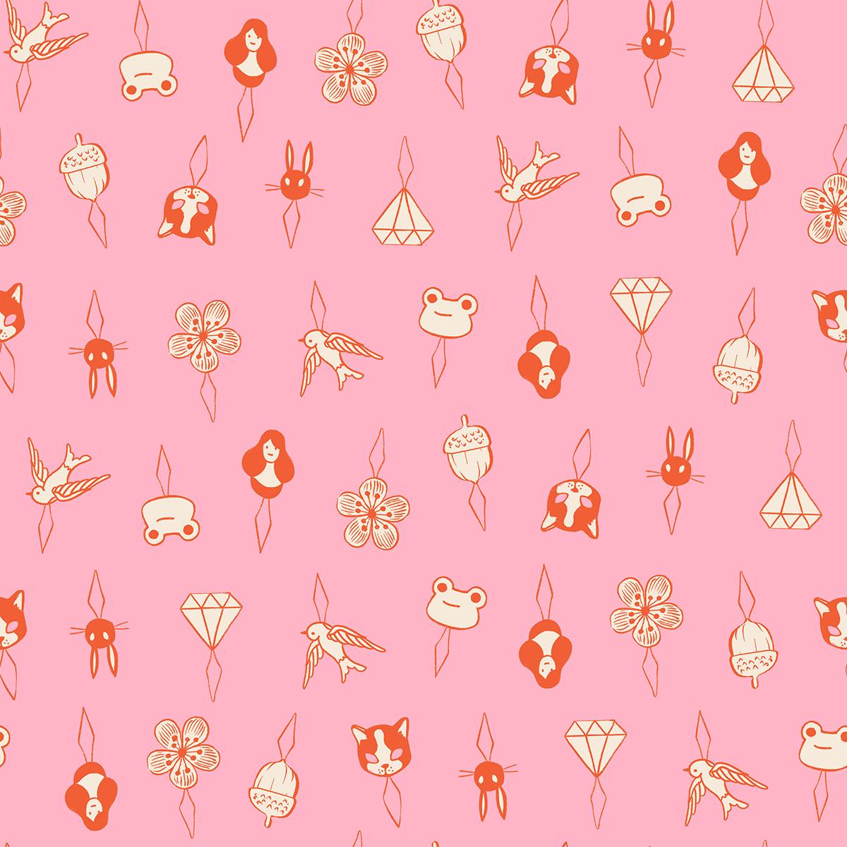 1-800-NOTION Thread Charms Posy Fabric by Ruby Star Society | RS5214 11 | Pink Sewing Novelty Quilting Cotton
