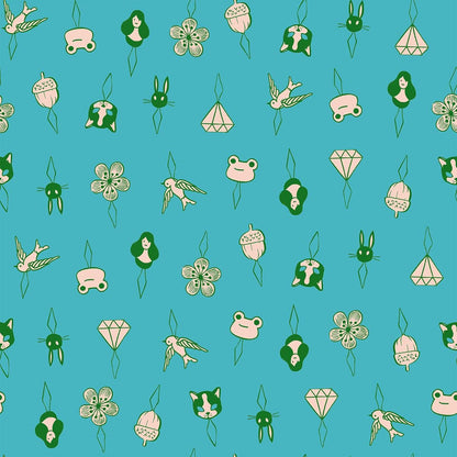 1-800-NOTION Thread Charms Turquoise Fabric by Ruby Star Society | RS5214 15 | Sewing Novelty Quilting Cotton