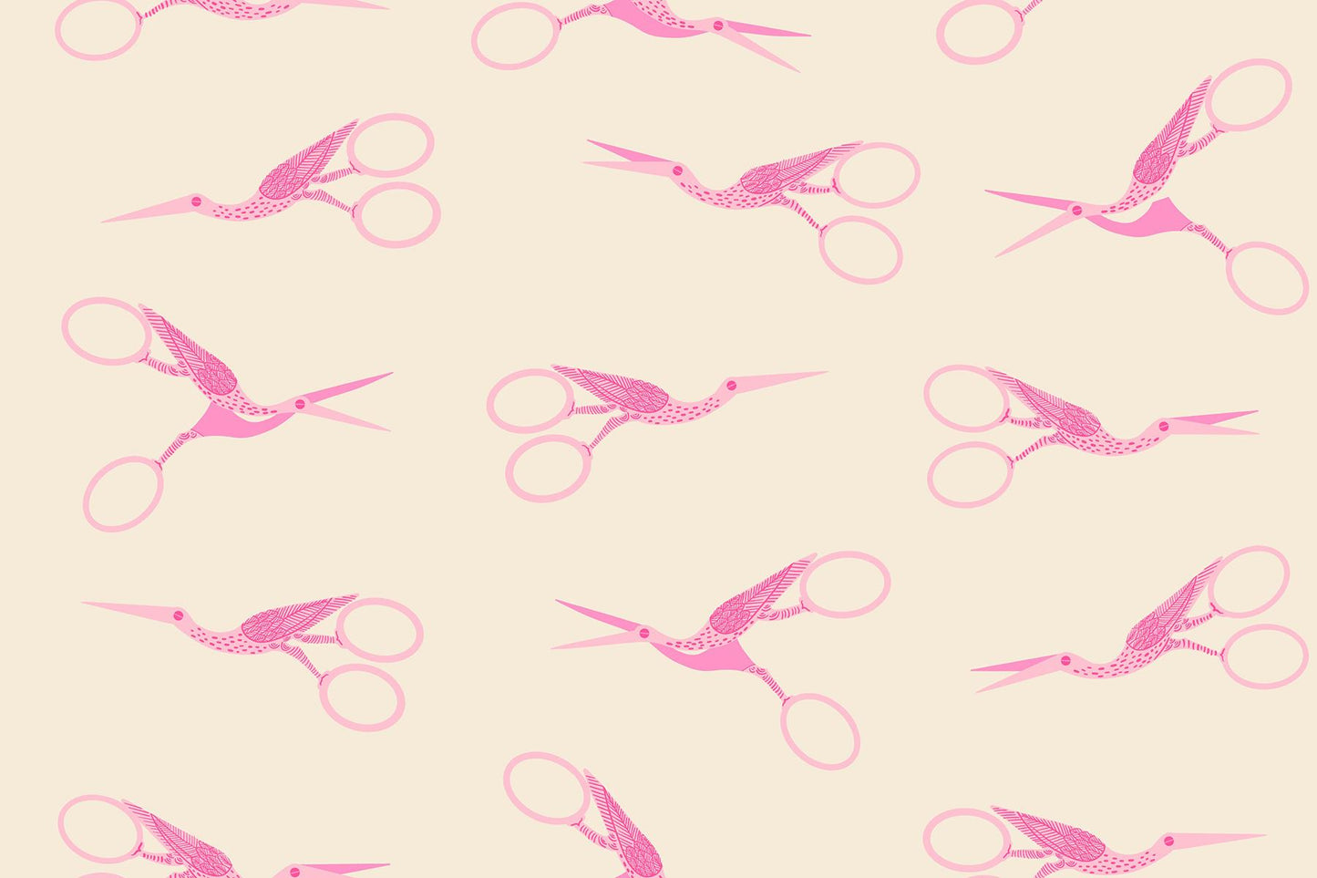 1-800-NOTION Stork Scissors Shell Fabric by Ruby Star Society | RS5216 11 | Pink Sewing Scissors Quilting Cotton