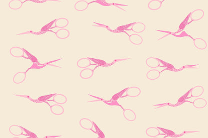 1-800-NOTION Stork Scissors Shell Fabric by Ruby Star Society | RS5216 11 | Pink Sewing Scissors Quilting Cotton