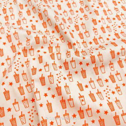 Peach Soda Picnic Fabric Bundle, 6 Piece Fat Quarter or Half Yard Set, Cinnamon Toast and Persimmon, Retro Fruit Cotton