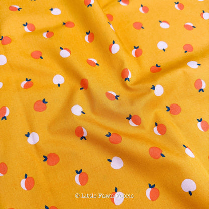 Peach Soda Picnic Fabric Bundle, 6 Piece Fat Quarter or Half Yard Set, Cinnamon Toast and Persimmon, Retro Fruit Cotton