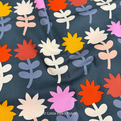 Twilight Orchard Garden Fabric Bundle, 6 Piece Fat Quarter or Half Yard Set, Navy Floral and Cranberry Quilting Cotton