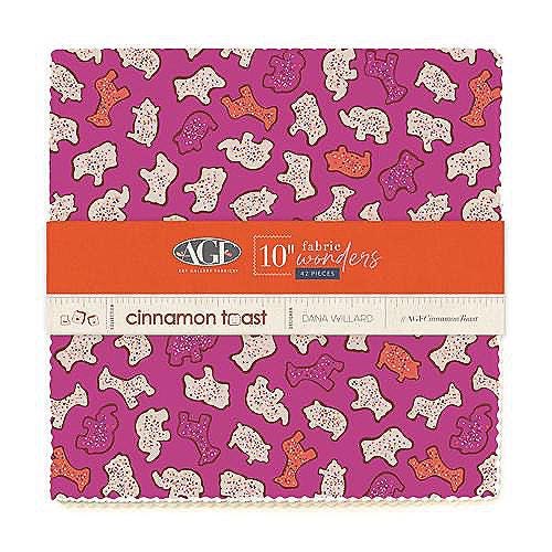 Cinnamon Toast Layer Cake Fabric, 42-piece 10-inch Squares, Dana Willard, Art Gallery Fabrics Precut Quilting Cotton