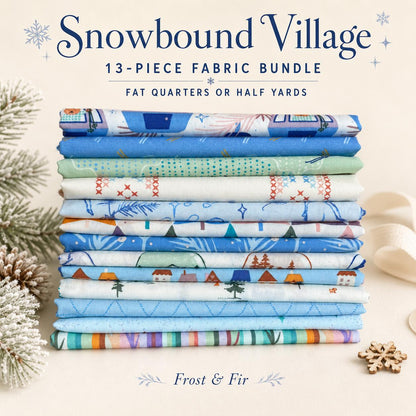 Snowbound Village Fabric Bundle, Frost & Fir, 13 Piece Fat Quarter or Half Yard Set, Sewcial Bee Collective, Art Gallery Fabrics