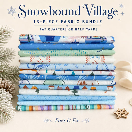 Snowbound Village Fabric Bundle, Frost & Fir, 13 Piece Fat Quarter or Half Yard Set, Sewcial Bee Collective, Art Gallery Fabrics