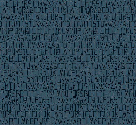 Memento Alphabet Prussian Fabric by Carolyn Friedlander | Ruby Star Society RS8002 18 | Dark Blue Modern Quilting Cotton Yardage