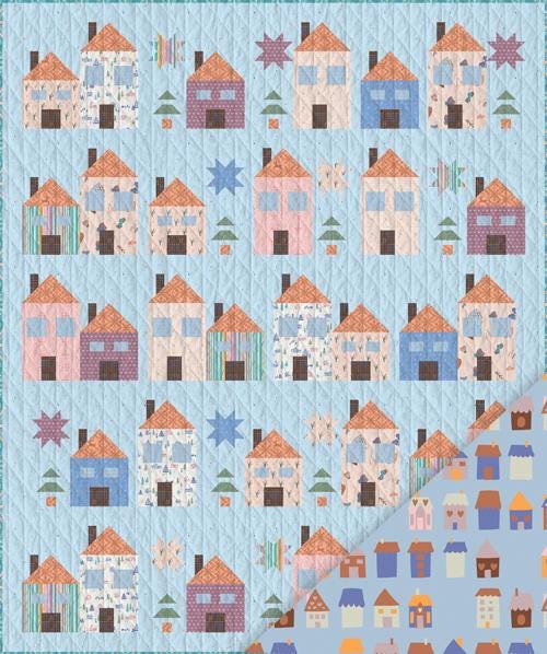 Welcome to the Neighborhood Quilt Kit with Backing | Christina Lee Frost & Fir | Art Gallery Fabrics House Quilt Kit 63 x 74