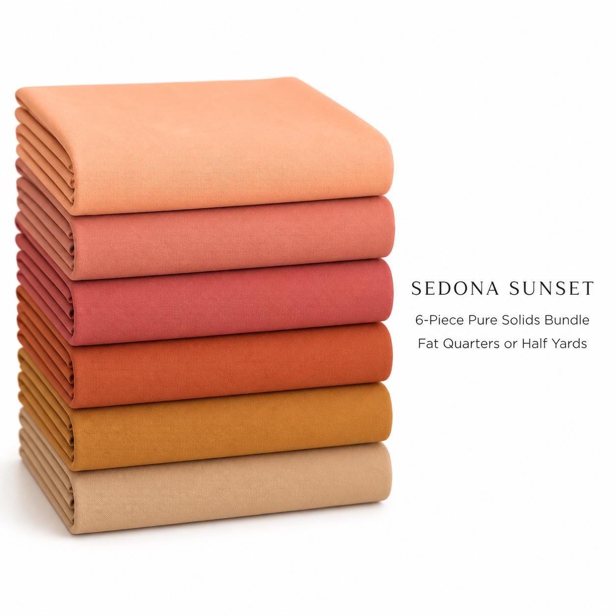 Sedona Sunset Pure Solids Bundle by Art Gallery Fabrics | 6 Piece Desert Earth Tone Fabric | Peach Terracotta Clay Quilting Cotton