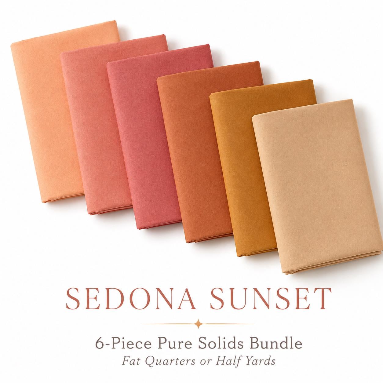 Sedona Sunset Pure Solids Bundle by Art Gallery Fabrics | 6 Piece Desert Earth Tone Fabric | Peach Terracotta Clay Quilting Cotton