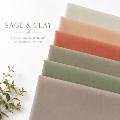 Sage & Clay Pure Solids Bundle by Art Gallery Fabrics | 6 Piece Sage Terracotta Neutral Fabric | Modern Earth Tone Quilting Cotton
