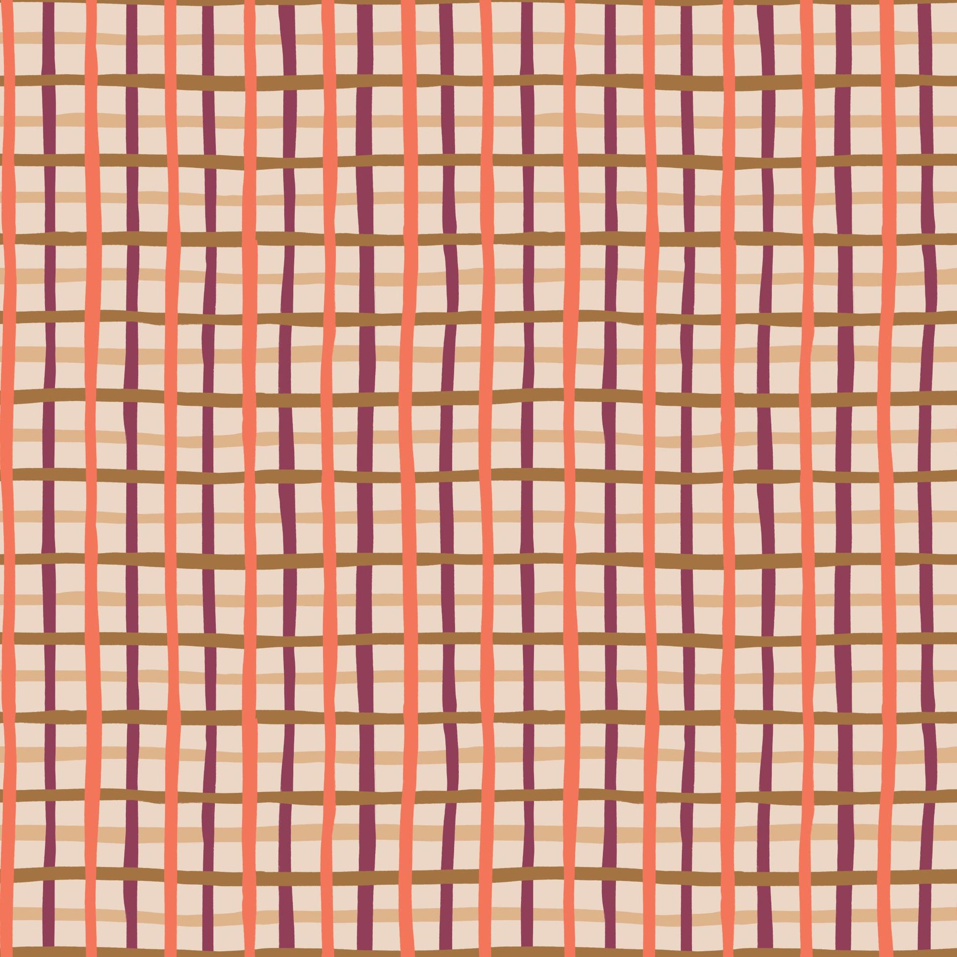 Pep Rally Plaid Plum Orange Fabric | Touchdowns & Tailwags by Krissy Mast for Cloud9 | Organic Cotton Plaid 229558